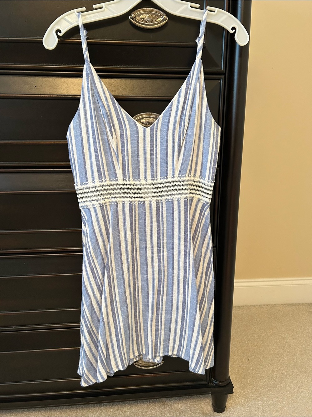 Speechless Blue and White Striped Spaghetti Strap Mini Dress